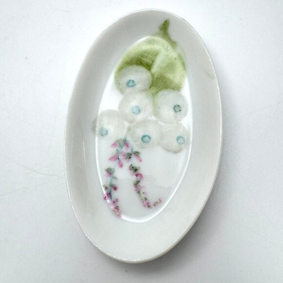 Hand Painted Porcelain Salt Cellar Butter Pats Vintage Set Of 6 Floral Design - Picture 7 of 9